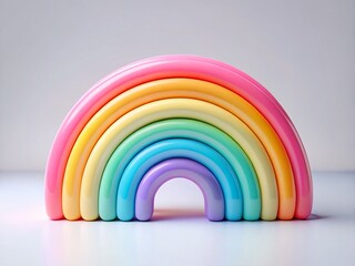 Pastel Rainbow 3D Abstract Design - Colorful Swirls & Shapes for Backgrounds