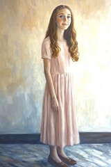 Portrait of a Young Woman in a Pink Dress