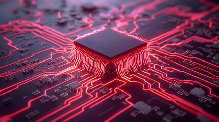 Cybersecurity Threat Symbol on Circuit Board – Malware and Hacking Concept