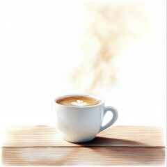 Fototapeta premium Hot Latte on Wooden Tabletop