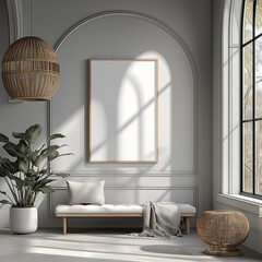 Whiteboard Mockup in a Modern Minimalist Interior for Graphic Design Integration