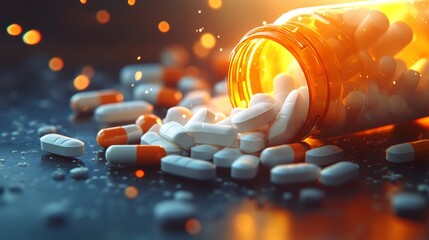 Visual Representation of the Opioid Crisis: Prescription Pills and Capsules Symbolizing Addiction