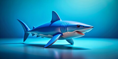 Obraz premium Playful Toy Shark on Blue: 3D Rendered Stock Photo