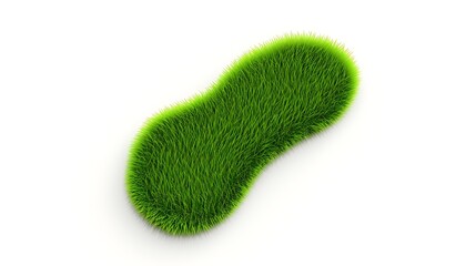 3D realistic grass-textured footprint icon, isolated on a seamless white surface