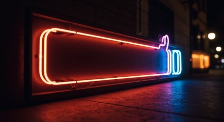 Vibrant neon sign shines warmly against the night in an urban setting