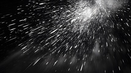 Obraz premium The image depicts a burst of white particles in a dark space