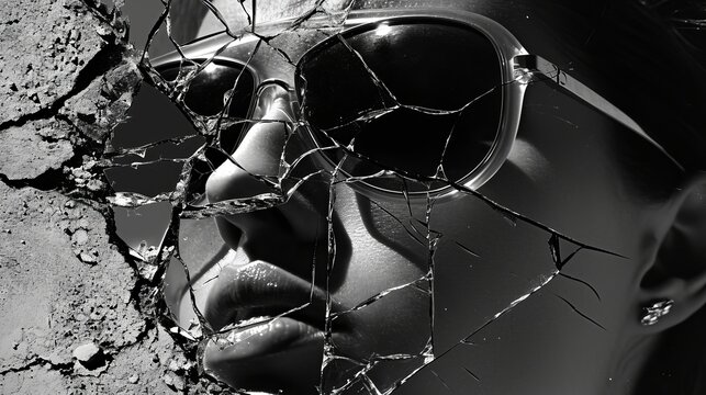 A thought-provoking image capturing the reflection of a person in sunglasses, holding a broken toy gun. The shattered pieces convey a powerful anti-violence message, prompting viewers to question 