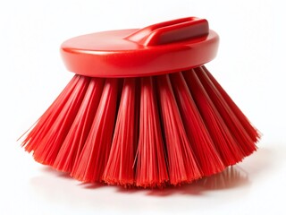 Red Bathroom Cleaning Brush Isolated on White Background - Stock Photo