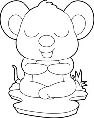 Mouse Yoga Fitness Meditation Animal Vector Graphic Art Illustration