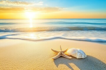 Obraz premium Dreamy Beach Sunrise with Soft Pastel Colors