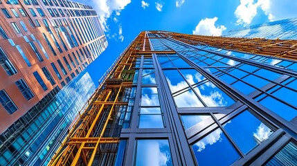 Fototapeta premium Modern Skyscraper Construction, Cityscape - Urban Development