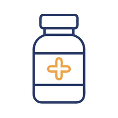 Obraz premium Vector icon of a pill bottle with a medical cross, representing health and medication for various purposes
