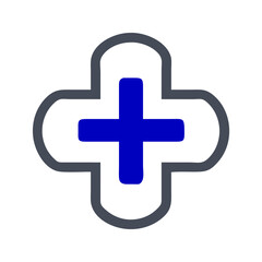 Medical cross icon representing healthcare, emergency services, and medical assistance in a modern vector style