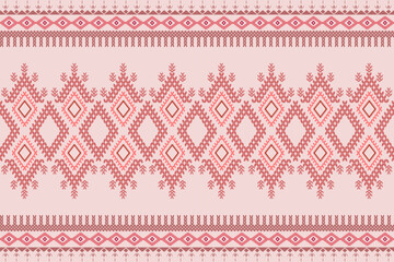 Ikat cross stitch geometric embroidery seamless knitted pattern on damask background. Perfect decorative design for sweater, fabric, decoration, illustration, ornament, texture, textile, interior
