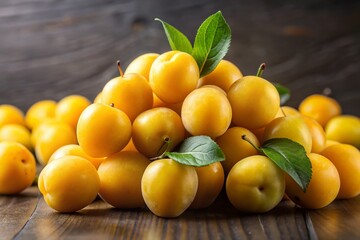 Ripe Yellow Plums with Copy Space - Fresh Fruit Background