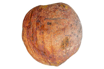 Old Coconut Isolated on Transparent Background. Clipping Path.