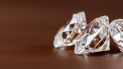 Sparkling diamonds on brown background