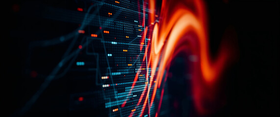 Growing financial charts showing increasing profits with orange flare effect