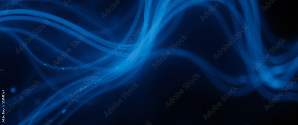 Aufkleber blue wavy lines flowing on dark background representing data transfer