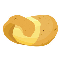 Raw potato with peel isolated on a white background. Spiral peeled potato. Vector