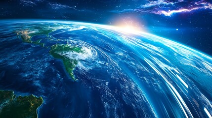 Obraz premium Stunning Earth Sunrise Space View - Space exploration