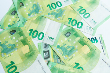 100 onehundret euro banknotes background for finance and investment stock blogs