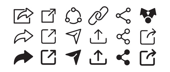 Share icon set. Share arrow, link, connection icon. simple modern black vector illustration eps 10.