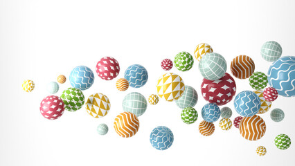 Abstraction Illustration. Multicoroled Spheres on a White Background. 3d Render Illustration. Illustration for Advertising.