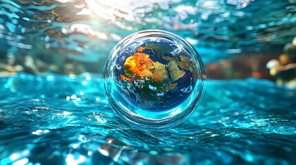 Fragile Earth: Underwater Globe Concept - Environmental Awareness