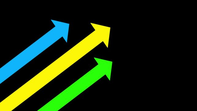 Three Arrows Moving Up.Three arrows on the background of the graph of business development chart strives.