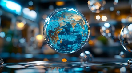 Fototapeta premium Global Network Data Sphere, Futuristic Tech - Abstract Tech Backgro.