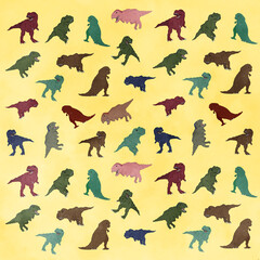 Cool and cute Tyrannosaurus pattern wallpaper Yellow version