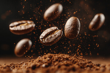 Perfectly Roasted Coffee Beans with an Inviting Aroma, coffee bean, banner, background, coffee, brown, espresso, drink, coffee, caffeine, generative ai