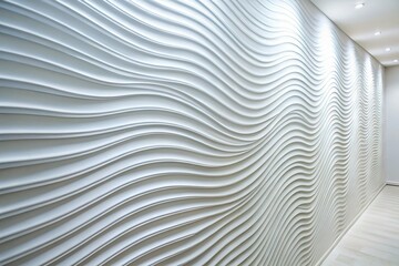Serene Minimalist White Wave Wall - Modern Interior Design Texture