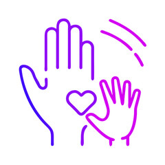 Obraz premium Caring hands symbol representing love and support for individuals of all ages in a vibrant, contemporary style