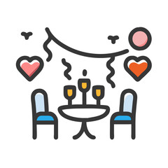 Celebrating love with an intimate dinner setting featuring candles and festive decorations suitable for a special date night