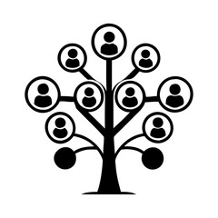 Exploring the design of a family tree icon representing generational connections and lineage in a modern vector style