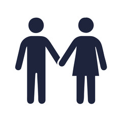 Vector icon of two figures holding hands symbolizing connection, unity, and partnership in an abstract and simple design