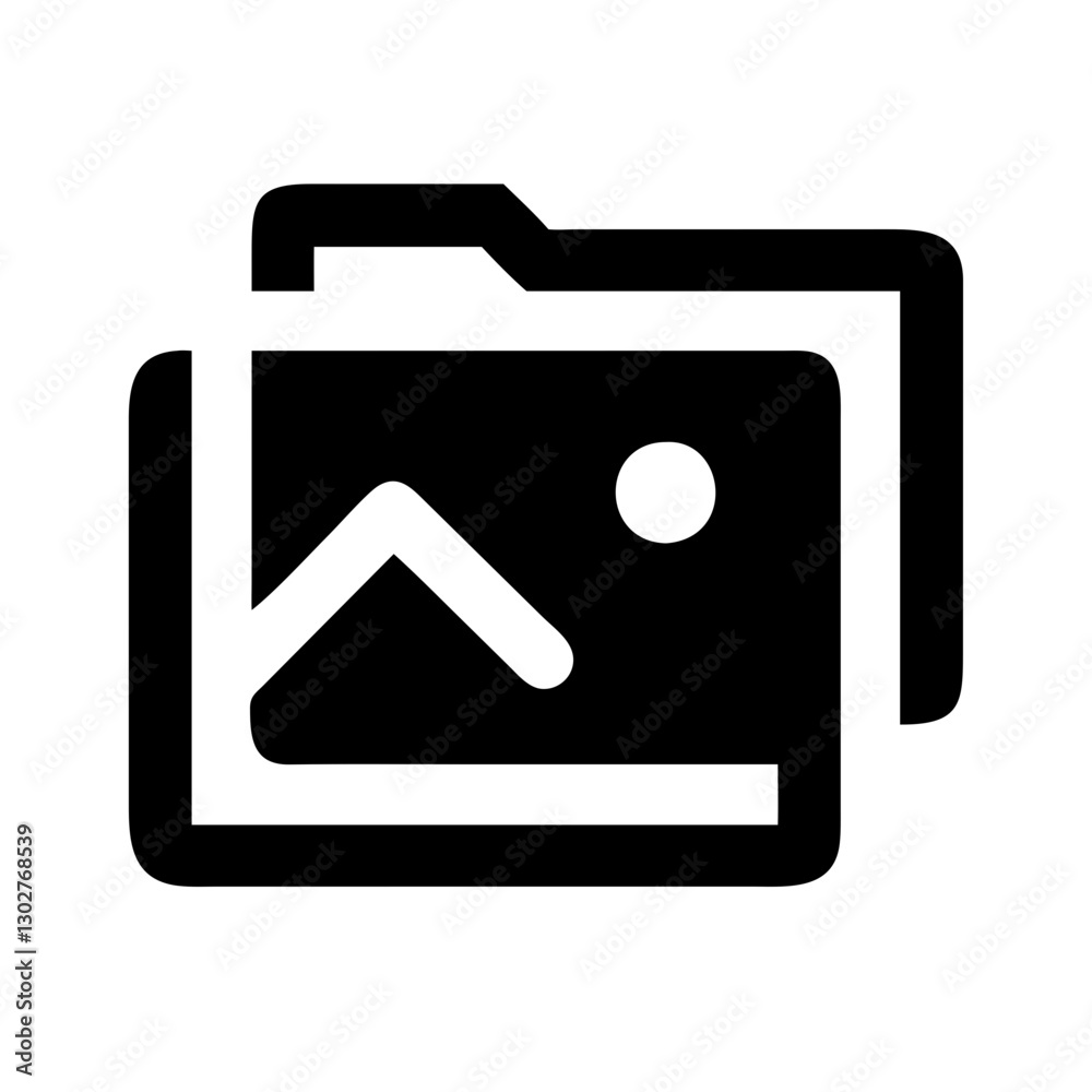 Poster icon representing a photo frame with images included, ideal for design projects or digital applicati