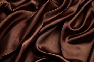 Fototapeta premium Luxurious flowing brown satin fabric with elegant texture and soft folds