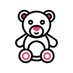 Obraz premium Cute teddy bear vector icon designed for children's products, educational materials, or playful designs showcasing innocence and warmth