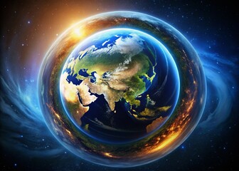 Fototapeta premium Spinning Earth Globe from Space: 4K Drone Photography of Global Exploration