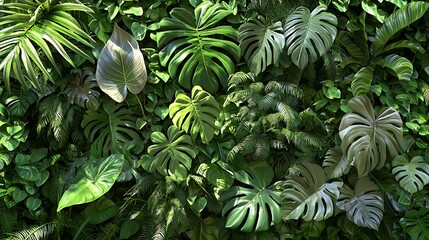 Fototapeta premium Lush tropical foliage wall art