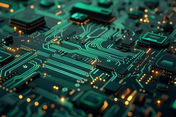 Obraz premium Circuit board. Electronic computer hardware technology. Motherboard digital chip. Neural network ai generated