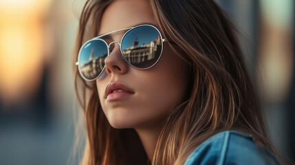 Naklejka premium A young woman with chic sunglasses
