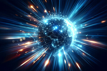 Global network background Communication technology for internet business. Global world network and telecommunication Wireless network and Connection technology concept