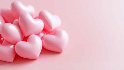 Obraz premium Pink hearts on pastel background