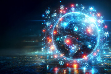 Obraz premium Global network background Communication technology for internet business. Global world network and telecommunication Wireless network and Connection technology concept 