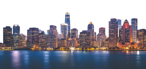 Twilight Cityscape Skyscrapers Illuminated by Soft Glow