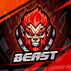 Beast head esport mascot logo design © Visink.art